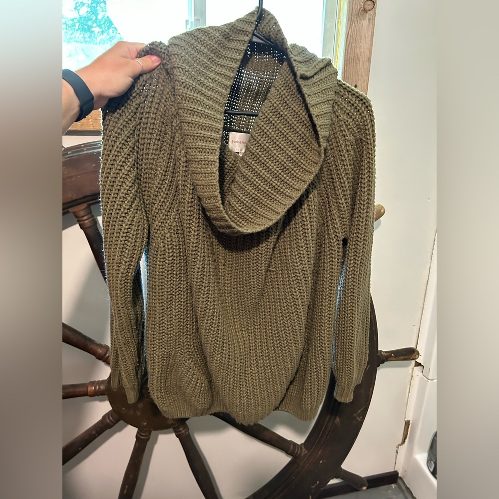 Green Cowl Turtleneck Sweater